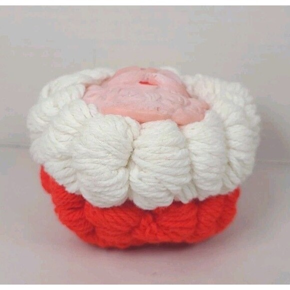 Vintage Handmade Crochet Winking Santa Claus Christmas Ornament Face - Picture 3 of 4